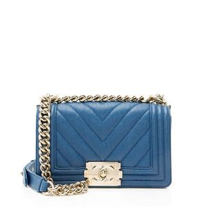 Chanel Chevron Caviar Leather Small Boy Bag